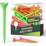 SAPLIZE Upgraded 4-Prong Plastic Golf Tees, Pack of 100 (3-1/4"), Mixed Color