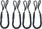 Bungee Dock Line Mooring Rope for Boat 4ft Black 4 Pack, Boat Tie Downs for Docking Bungee Cords Accessories for Boating PWC, Jet Ski, Watercraft, Pontoon, Bass, Kayak, Sea Doo, Fishing and John Boats