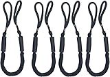 Bungee Dock Line Mooring Rope for Boat 4ft Black 4 Pack, Boat Tie Downs for Docking Bungee Cords Accessories for Boating PWC, Jet Ski, Watercraft, Pontoon, Bass, Kayak, Sea Doo, Fishing and John Boats