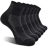 CelerSport 6 Pack Men's Ankle Socks with Cushion, Sport Athletic Running Socks, Black, Large