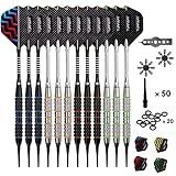 Turnart Darts Plastic Tip - Professional Soft Tip Darts Set for Electronic Dartboard 12 Pcs 18 Grams with 50 Extra Tips 24 Flights 2 Flight Protctors and Tool Kit Gift Darts (New)