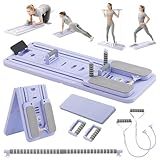 COSIEST Pilates Board for Home Use, Foldable Pilates Reformer Set with Resistance Bands, All-in-One Professional Workout Fitness Equipment for Core, Abs, Glutes, Legs, Butt, Arms Toning (Purple)