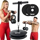 Elite Sports Forearm Trainer, Forearm Exerciser, Forearm Strengthener with 2x10lbs Sand Plates, Wrist Roller, Arm Muscle Builder, Ideal for Grip Strength (Black)