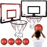 Sosation 2 Pcs Mini Basketball Hoop with 4 Basketball, Sticky Hook, Pump, Indoor No Drilling Basket Ball Hoop Decompress Game for Kid Adult Gift Back to School(Classic Style)