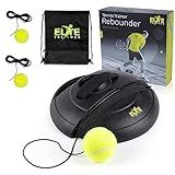 Elite Trainer Tennis Rebound Ball Set | Heavy Duty Power Base, No Filling Required | Three Tennis Balls, Long Elastic Rope, and Drawstring Bag | Premium Solo Training Equipment for Any Skill Level