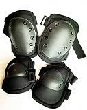 Bargain Crusader Tactical Knee Pad Elbow Pad Set Airsoft Knee Elbow Protective Pads Combat Paintball Skate Outdoor Sports Safety Guard Gear (Black, M, 4pcs Set)