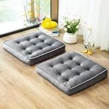 1 MIDDLE ONE Floor Pillow Set of 2, Memory Foam Meditation Cushion, Floor Cushions for Adults Sitting, Large Square Seat Cushions for Yoga, Living Room, 20x20 Inch (Grey)