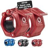 Lock-Jaw OLY 2 Barbell Collars Olympic Barbell Clamps 2 Pcs – Heavy Duty Bar Clamps for 2” & 50mm Olympic Bars – Secure Weight Bar Clamps for Strength Training & Home Gym Accessories – Red