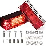 CZC AUTO 2PCS 12V LED Submersible Low Profile Rectangular Trailer Lights, Tail Stop Turn Running Lights Kit, Sealed for Boat Trailer Truck Marine
