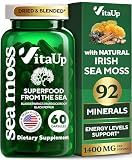 VitaUp Wildcrafted Irish Sea Moss Capsules with Burdock Root & Bladderwrack - USA Made Sea Moss Advanced for Hair, Skin, Immune & Energy Levels Support - SeaMoss Pills - 60 Vegan Capsules
