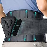 FEATOL Back Brace for Men Lower Back, Lumbar Support Belt- Back Pain, Adjustable Support Straps with Removable Lumbar Pad for Heavy Lifting Work, Black, Plus Size L/XL