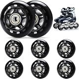 TOBWOLF Inline Skate Wheels, 8 Pack 76mm 84A Replacement Wheels, Black