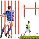 TOBWOLF 6PCS 6FT Multifunctional Adjustable Soccer Agility Poles & Horizontal Sticks, Detachable Football Agility Training Slalom Poles, Flexible Sports Coaching Sticks for Speed Hurdle Training