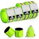 GoxRunx Reflective Bands Running Gear 6 Pack-Adjustable Reflective Armband Arm Wrist Ankle Leg Bands Reflectors -Reflective Tape Straps for Clothing Night Running Cycling Walking -Slap Bracelets