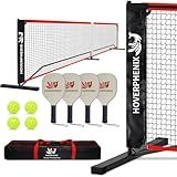 Hoverphenix Pickleball Set with Net for Driveway, Portable Regulation Size Pickleball Net System with Paddle Set of 4, Outdoor Pickleballs, Carry Bag, Weather Resistant Metal Frame