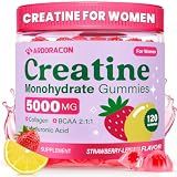 Creatine for Women, Creatine Monohydrate Gummies with Collagen, Vitamin D3 & Calcium for Muscle Support & Energy, Flavored Sugar Free Creatine Gummies Post & Pre Workout Supplements for Women, 120 Ct