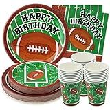 Royal Bluebonnet Football Birthday Party Decorations -Service for 24- Football Birthday Plates (7 & 9 Inch), Napkins and Cups for Decorations for Boys and Girls First Down 1st Party Supplies