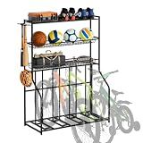 Riodalare 4 Bike Stand, Bike Rack Garage with 3-Tier Storage Baskets, Indoor Outdoor Bicycle Storage Stand Organizer, Metal Stability Floor Bicycle Station for Mountain, Road, Hybrid, Scooters