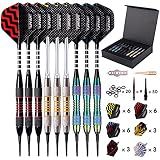 Turnart Darts Plastic Tip - Professional Soft Tip Darts Set for Electronic Dartboard 9 Pcs 18 Grams with 50 Extra Tip 9 Shafts 27 Flights Tool Kit Flight Protectors and Gift Case (Color)