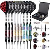 Turnart Darts Plastic Tip - Professional Soft Tip Darts Set for Electronic Dartboard 9 Pcs 18 Grams with 50 Extra Tip 9 Shafts 27 Flights Tool Kit Flight Protectors and Gift Case (Color)