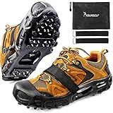 SYOURSELF Crampons Ice Cleats for Shoes and Boots Women Men Kids, 28 Shoe Spikes Non Slip Snow Traction Cleats for Snow and Ice Grippers for Shoes and Boots Hiking Walking Fishing Climbing
