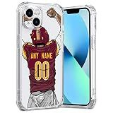 Slrioks Customized Phone Case Football Jersey Clear Case for iPhone 17 16 15 14 13 12 11 Pro Max Plus Mini Xr Personalized Name and Number Thin Transparent Shockproof(Washington Red)