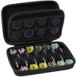 Peyyargo Case Compatible for 12 Darts, Built-in Storage Tubes and Pockets for Flights, Tips, Shafts, Holds Darts and Extra Accessories (Black)