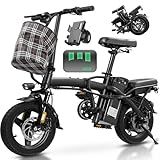 Folding Electric Bike for Adults and Teens, 560W Motor 24MPH Compact Commuter Ebike, 32 Miles Range, 48V 10Ah Battery, 3-Level Pedal Assist, 14" Mini Foldable Electric Bicycle, UL 2849 Certified
