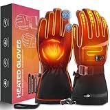 Heated Gloves, Rechargeable Heated Gloves for Men Women, Waterproof Electric Heating Ski Gloves with Touchscreen for Cold Weather Motorcycle Skiing Snowboarding Hiking Hunting Gifts
