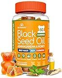NUTRAWAY LABS Black Seed Oil Gummies – Black Cumin Seed Oil, Ashwagandha, ACV, Biotin, Turmeric, Beet Root, Pomegranate, Vitamins C & B6 – Clean-Label Multivitamin Gummies for Adults & Kids