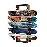 lukar Skateboard Rack, Skateboards Wall Mount, 6 Tier Wooden Skateboard Holder for Deck, Skateboard Stand Skateboard Deck Wall Mount for Longboard, Standard Skateboards