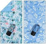 Utopia Towels - 2 Pack Microfiber Lightweight Beach Towel (32 x 71 Inches) - Oversized, Thin Compact, Sand Free & Quick-Dry, Prewashed for Soft Feel Large Towel (Flamingo, Marine)