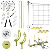 Franklin Sports Fun 5 Combo Set - Badminton - Volleyball - Ring Toss - Flip Toss - Flying Disc