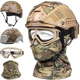Airsoft Helmet,Helmet Cover Googles Mask and PJ Tactical Helmet