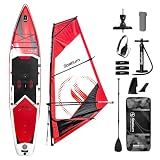 Spatium Inflatable Windsurf Board with Sail 5.0m² Windsurfing Board and Sail for Newbie Friendly Windsurfer Color Red
