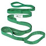 Abiarst Stretching Strap Yoga Straps for Physical Therapy, 10 Loops Non-Elastic Stretch Band for Pilates, Flexibility, Exercise and Gymnastics (Green)