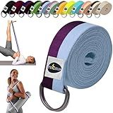 TECEUM [New 2022] Yoga Strap – 100% Cotton – 6 ft 8 ft 10 ft (6+ Colors) – Adjustable Non-Slip Belt for Daily Yoga, Pilates, Stretching, Physical Therapy, Fitness & Home Workout – for All Levels