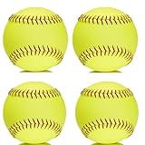 OMYOPY Official Size Softballs 12" Softballs Fastpitch Practice, Unmarked & Leather Covered Training Ball for Games, Practice and Training(4 Pack)
