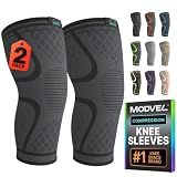 Modvel Compression Knee Brace for Women & Men - 2 Pack Knee Brace for Running Knee Pain, Knee Support Compression Sleeve, Workout Sports Knee Braces for Meniscus Tear ACL & Arthritis Pain Relief