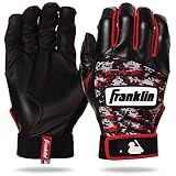 Franklin Sports Adult MLB Digitek Batting Gloves, Medium, Pair, Grey/Black/Red