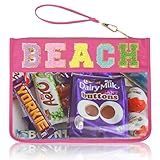 Burskit Beach Bag,Sunscreen Bag, Chenille Letter Clear Zipper Pouch for Travel Preppy Patch Makeup Bag-Nylon Cosmetic Preppy Makeup Waterproof Organizer Bags Set for Women Valentines Bags (MH-BEACH)
