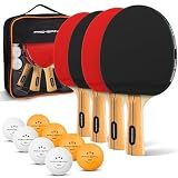 PRO-SPIN Ping Pong Paddles - High-Performance Set with Premium Table Tennis Rackets, 3-Star Ping Pong Balls, Compact Storage Case | Professional Quality Ping Pong Paddle Set (Red, 4-Player Set)
