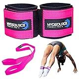 Myosource Kinetic Bands Tumble Pro X Ankle Straps Kit – Cheerleading Standing Tumbling Equipment, Gymnastics Backhandspring Trainer – Includes Flexibility Stunt Stretch Strap – Pink