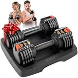 Lifepro Adjustable Dumbbells - 15Lb 25Lb 43Lb 55Lb 90Lb 6in1 Adjustable Weight, Compact Quick Dumbbells set/single for Full Body Exercise & Fitness Home Gym