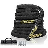 POWER GUIDANCE Battle Rope, 1.5/2 Inch Diameter Poly Dacron 30, 40, 50Ft Length Exercise Equipment for Home Gym & Outdoor Workout, Battle Rope Anchor Included