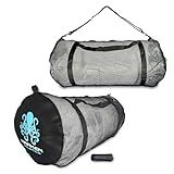 Kraken Aquatics Mesh Duffle Bag with Shoulder Strap | Large Dive Bag for Scuba Diving Gear, Snorkeling, Freediving, Spearfishing, Swimming & Beach | Heavy-Duty Mesh Duffel Bag for Quick Drying | XL