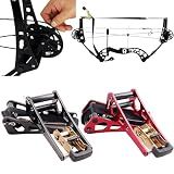 FENJANER Archer Compound Bow Press, Alumium Alloy Portable Hand Held Replace Bowstrings Tool, Press Ratchet Bow Limbs Open Accessories for Compound Bow (Red)