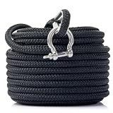 RainierSupplyCo Boat Anchor Rope - Double Braided Marine Rope Anchor Line - 50ft Nylon Boating Line with 316 Stainless Steel Thimble and Heavy Duty Marine Grade