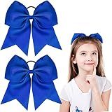 WILLBOND 2 Pack Large Cheerleading Hair Bows,Blue