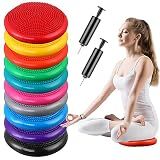Leitee 10 Pcs Inflated Wobble Cushion Wiggle Seat Balance Disc with Needle Pump Adult Sensory Balance Cushion for Exercise Fitness Yoga Strengthen Core Stability Physical Therapy